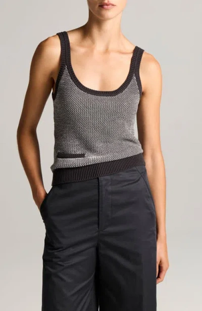 Vince Birdseye Pocket Cotton Blend Tank In Gray