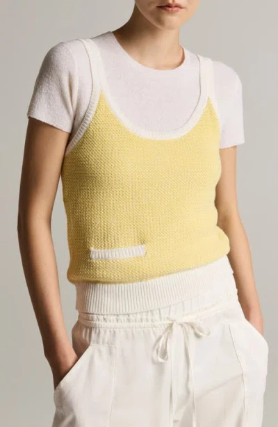 Vince Birdseye Pocket Cotton Blend Tank In Yellow