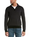 Vince Birdseye Wool 1/4-zip Mock Sweater In Black