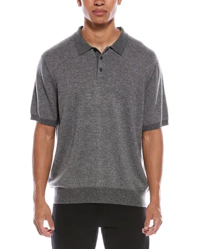 Vince Birdseye Wool & Cashmere-blend Polo Shirt In Gray