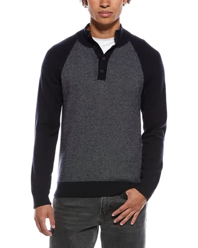 Vince Birdseye Wool & Cashmere-blend Mock Sweater In Black