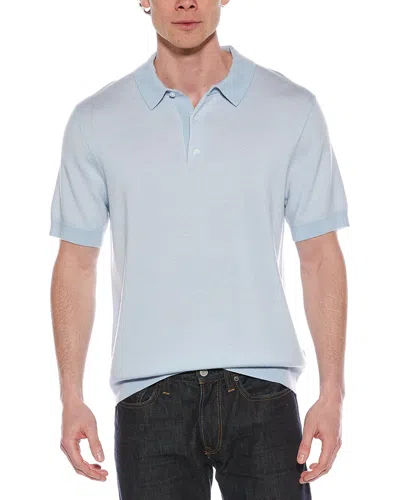 Vince Birdseye Wool-blend Polo Shirt In Blue