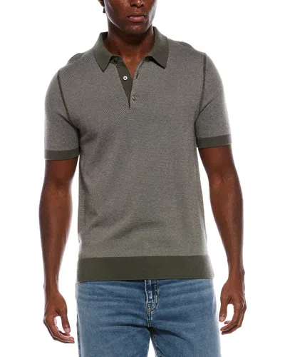 Vince Birdseye Wool-blend Polo Sweater In White