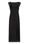 VINCE BLACK CHIFFON DRESS WITH TULLE DETAILS FOR WOMEN