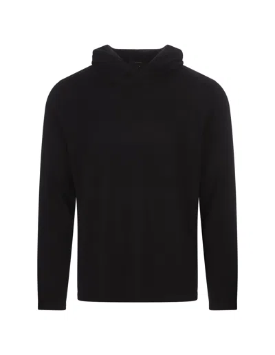 Vince Black Hoodie In Wool And Cashmere