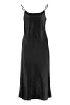 Vince Black Midi Slip Dress With Adjustable Straps In Brown