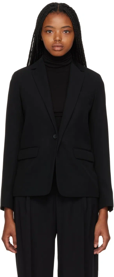 Vince Black Notched Lapel Blazer In Black-001blk