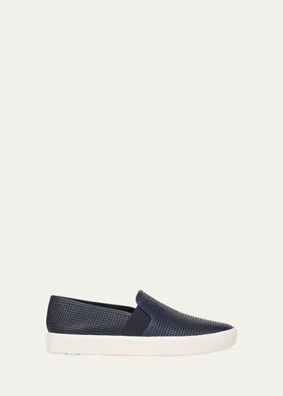 VINCE BLAIR PERFORATED LEATHER SLIP-ON SNEAKERS