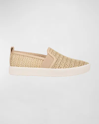 Vince Blair Raffia Slip-on Trainers In Natural