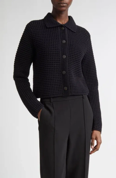 Vince Block Stitch Cardigan In Black