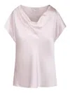 Vince Cowl Neck Cap Sleeve Silk Blouse In Pink