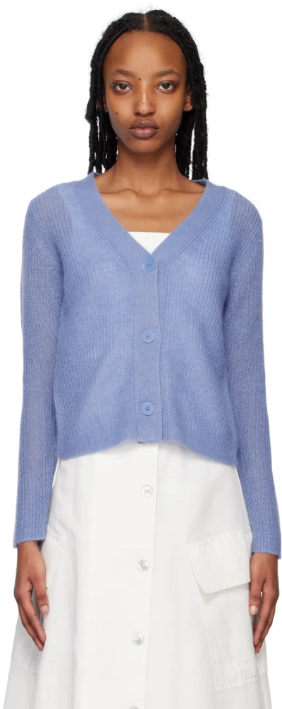 Vince Ribbed-knit Cashmere Cardigan In Dark Iris