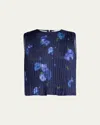 Vince Blurred Poppy Top In Blue