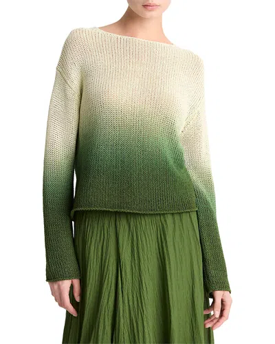 Vince Dip Dye Cotton Blend Sweater In Green