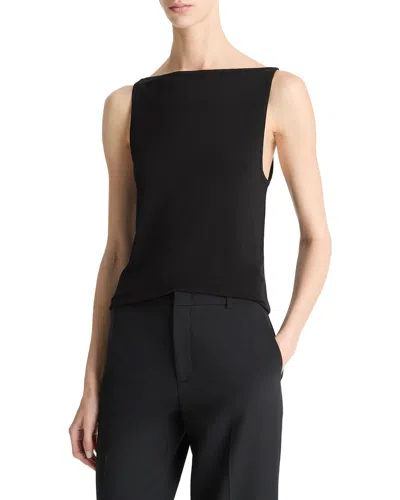 Vince Boat Neck Tank Top In Black
