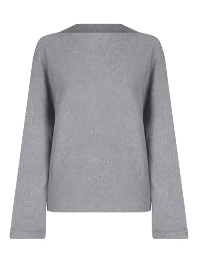 Vince Boat-neck Wide-sleeve Jumper In Gray
