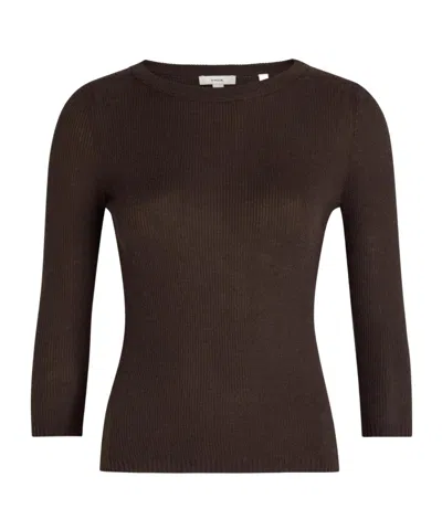 Vince Ribbed-knit Boat-neck Sweater In Brown