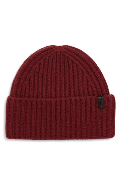 Vince Boiled Cashmere Chunky Rib Beanie In Red