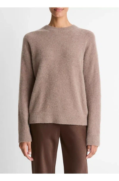 Vince Boiled Cashmere Crew In Heather Doe In Brown