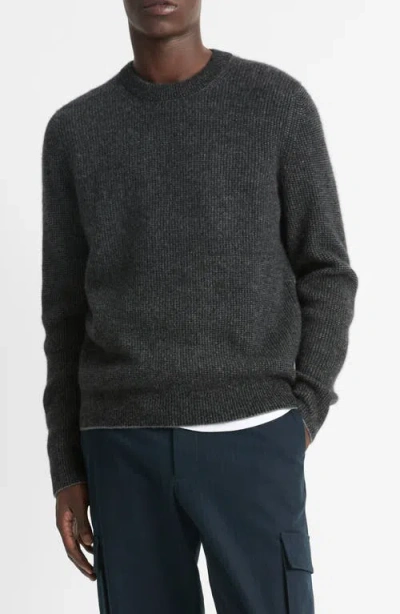 Vince Boiled Cashmere Crewneck Sweater In Gold
