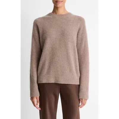 Vince Boiled Cashmere Crewneck Sweater In Brown