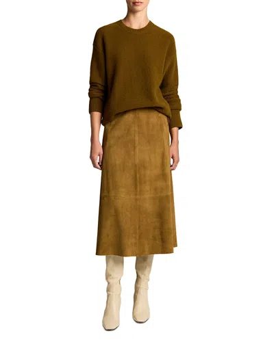 Vince Boiled Cashmere Crewneck Sweater In Brown
