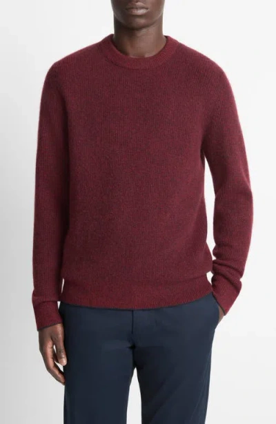 Vince Boiled Cashmere Thermal Sweater In Burgundy