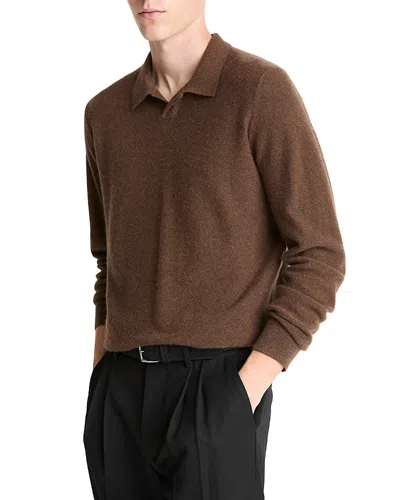 VINCE BOILED CASHMERE FEED STRIPED JOHNNY COLLAR SWEATER