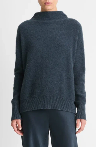 Vince Boiled Cashmere Funnel Neck Pullover In 030hst-h Tide Stone