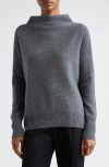 Vince Boiled Cashmere Funnel Neck Pullover In Gray