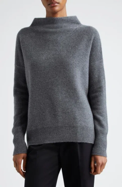 Vince Boiled Cashmere Funnel Neck Pullover In Gray