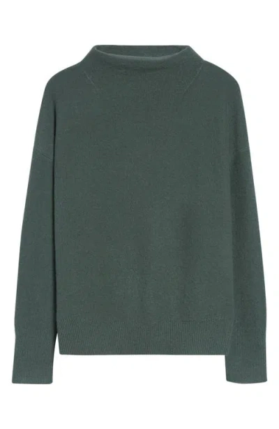 Vince Boiled Cashmere Funnel Neck Pullover In Green