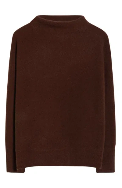 Vince Boiled Cashmere Funnel Neck Pullover In Brown