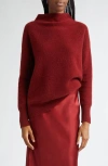 Vince Boiled Cashmere Funnel Neck Pullover In Ruby Ink