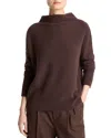 Vince Boiled Cashmere Funnel Neck Sweater In Brown