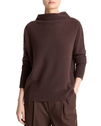 Vince Boiled Cashmere Funnel Neck Sweater In Brown