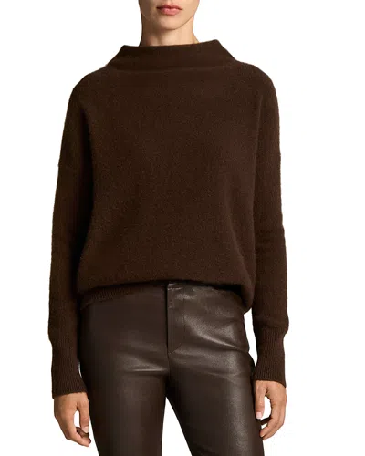 Vince Boiled Cashmere Funnel Neck Sweater In Brown