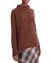 Vince Boiled Cashmere Funnel Neck Pullover In Deep Rosewood