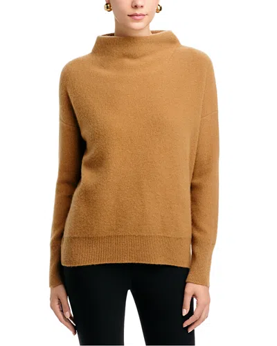 Vince Boiled Cashmere Funnel Neck Sweater In Gold