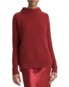 Vince Boiled Cashmere Turtleneck Pullover In Heather Ruby Ink