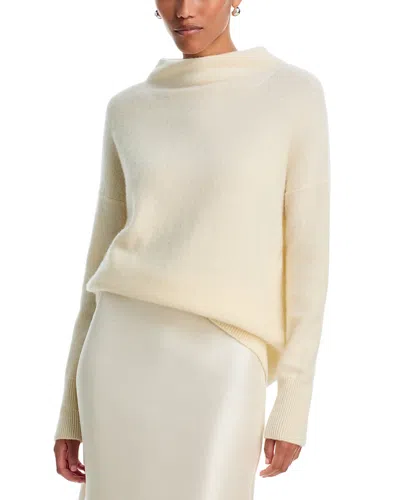 Vince Boiled Cashmere Funnel Neck Sweater In White
