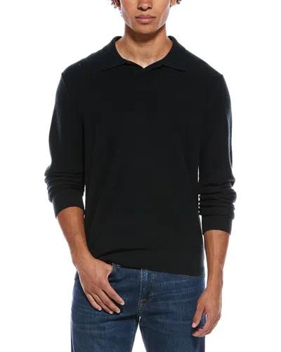 Vince Boiled Cashmere Johnny Collar Sweater In Black