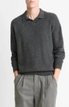 Vince Boiled Cashmere Johnny Collar Sweater In Gray