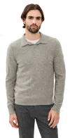 Vince Boiled Cashmere Johnny Collar Sweater H Mouse In Gray