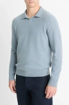 Vince Boiled Cashmere Johnny Collar Sweater In Light Blue Spruce