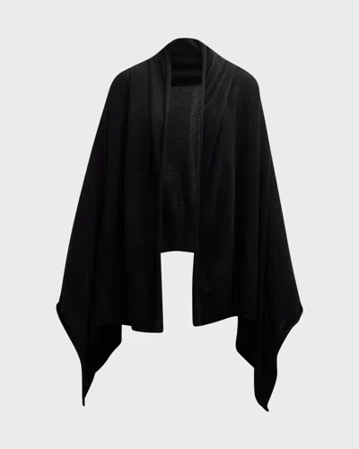 Vince Boiled Cashmere Knit Blanket Wrap In Black