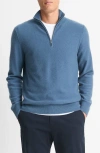 Vince Boiled Cashmere Quarter Zip Sweater In Beluga Blue