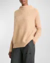 Vince Boiled Cashmere Funnel Neck Pullover In Camel