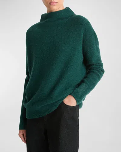 Vince Boiled Cashmere Funnel Neck Pullover In H Jade Lake