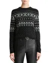 Vince Fair Isle Boiled Cashmere Sweater In Black